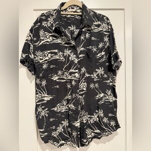 Left On Friday Black and White Tropical Button-Down Shirt